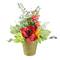 12" Red Poppy & Orange Artificial Wildflower Potted Arrangement